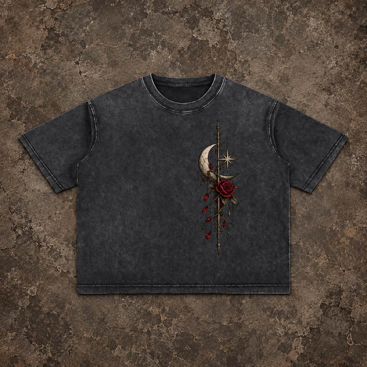 Moonlit Mourning Angel Mineral Wash Tee