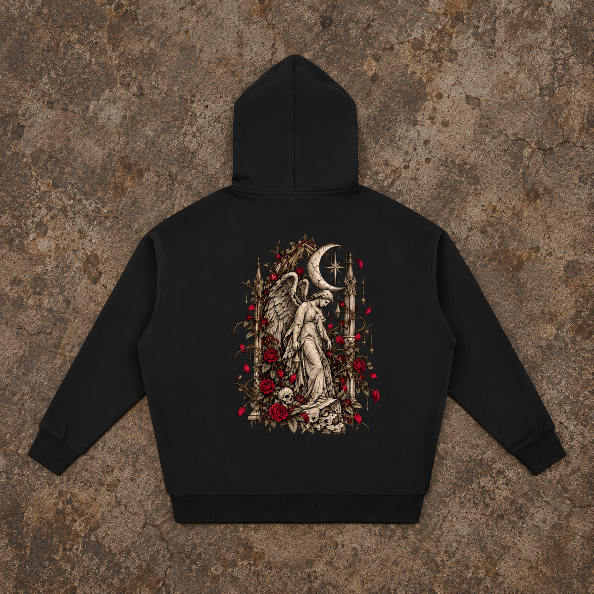 Moonlit Mourning Angel Oversized Hoodie
