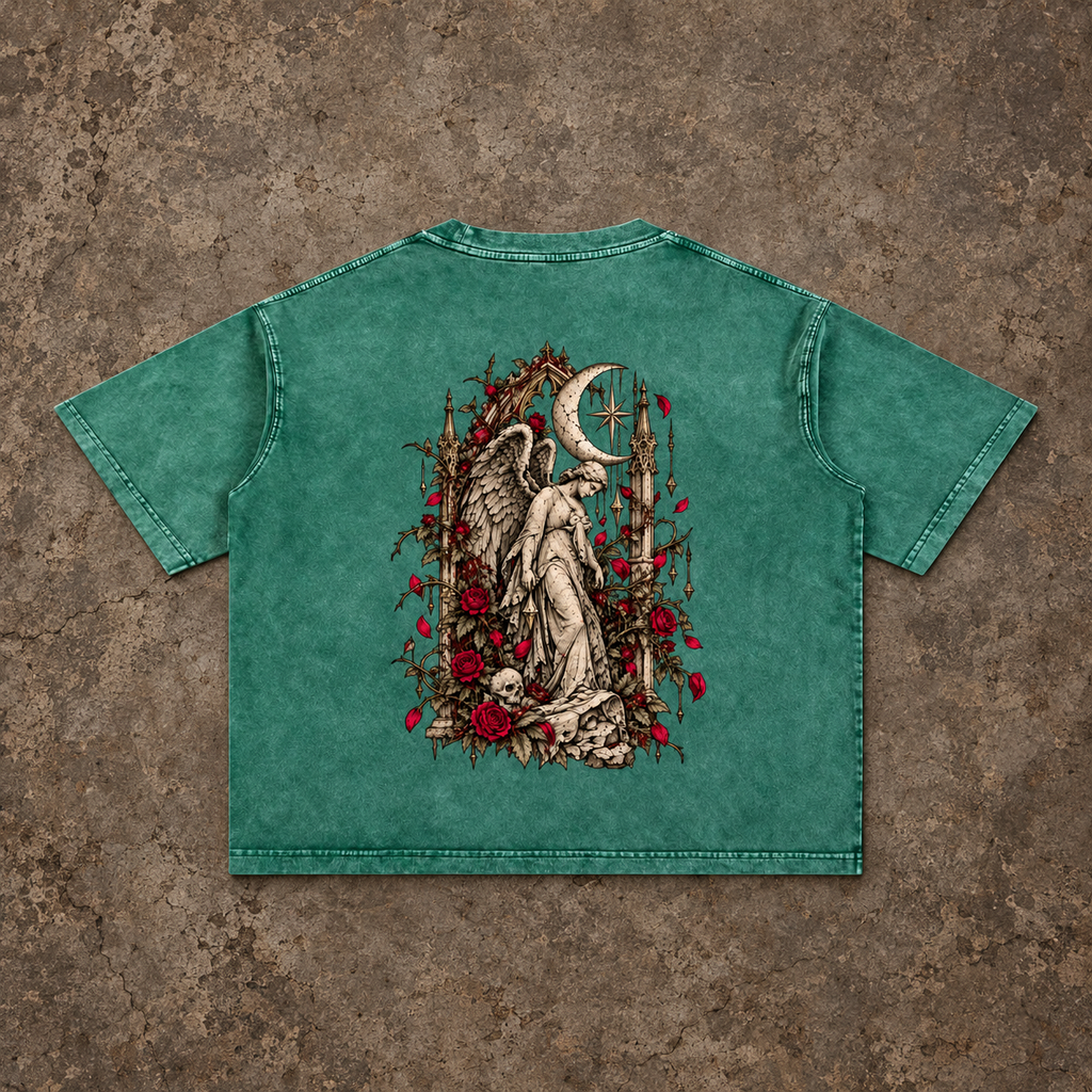 Moonlit Mourning Angel Mineral Wash Tee