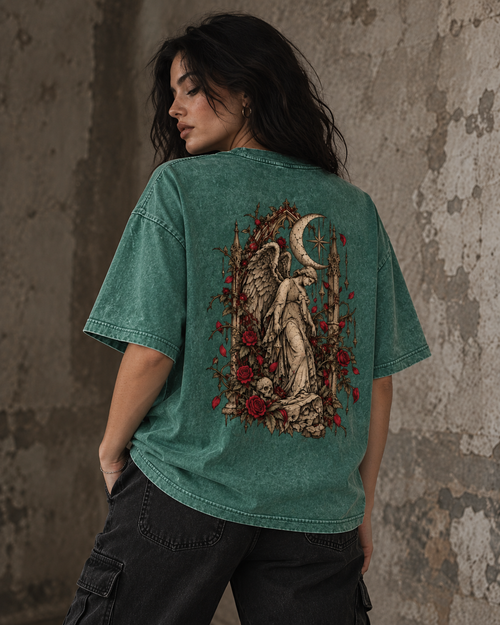 Moonlit Mourning Angel Mineral Wash Tee