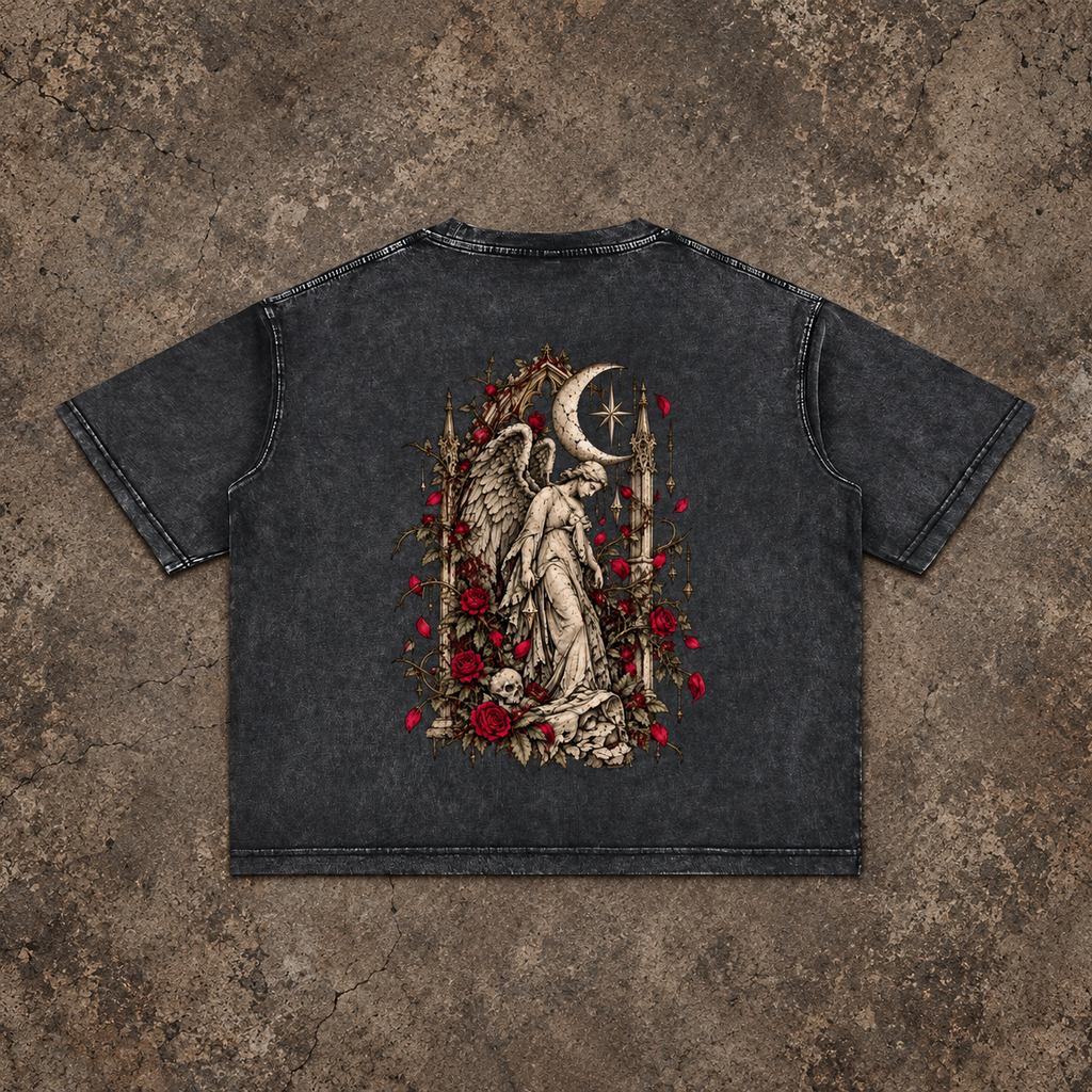 Moonlit Mourning Angel Mineral Wash Tee