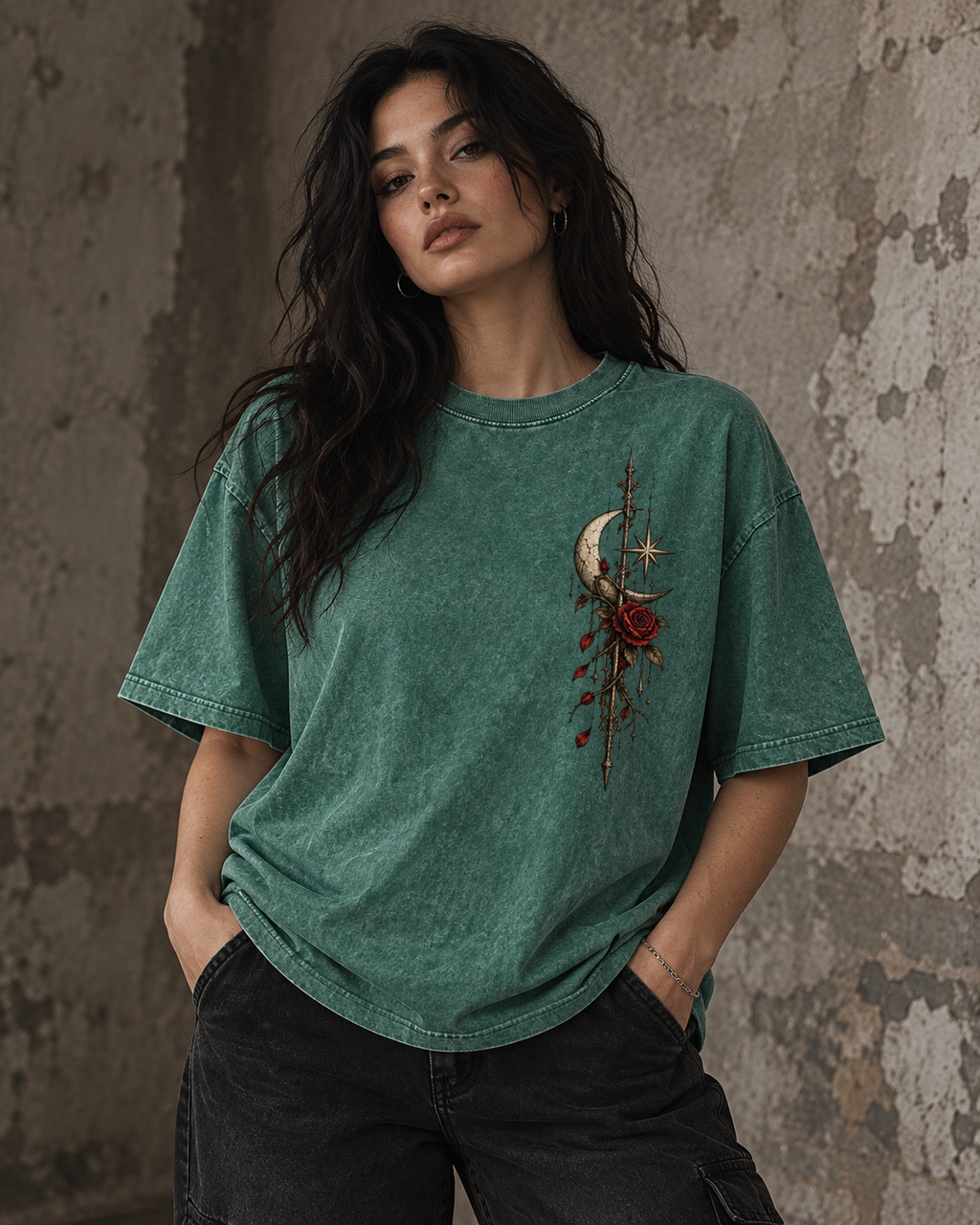 Moonlit Mourning Angel Mineral Wash Tee