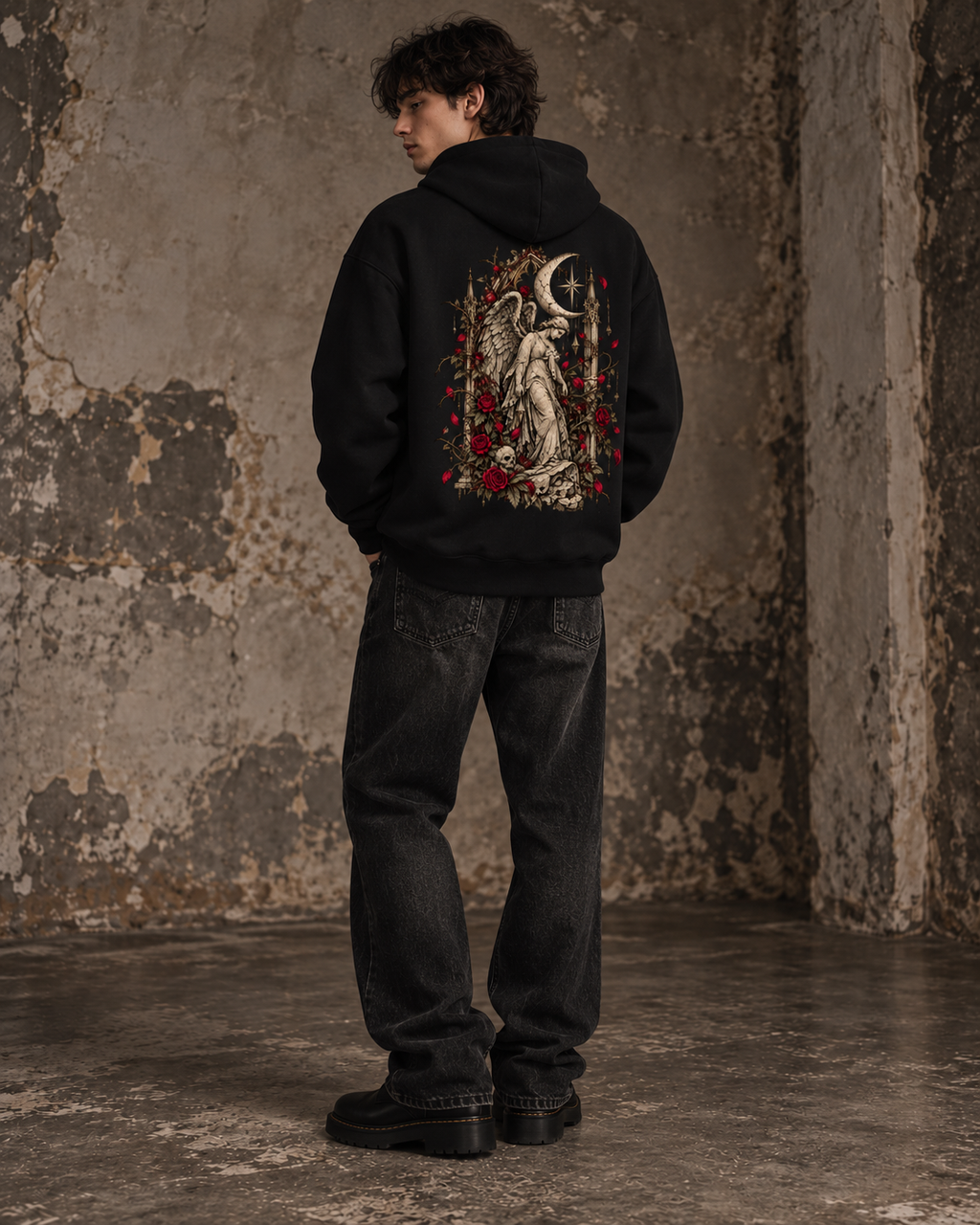 Moonlit Mourning Angel Oversized Hoodie