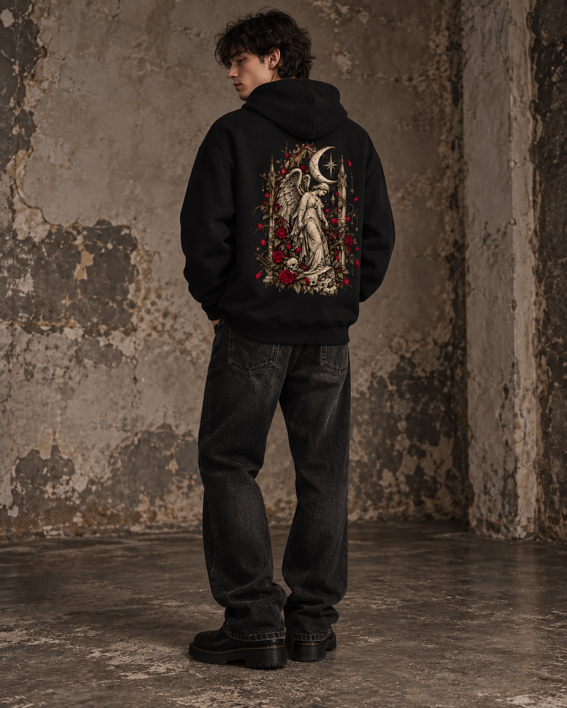 Moonlit Mourning Angel Oversized Hoodie